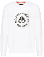 Moose Knuckles FW21 Kenamu Pullover Logo Long Sleeve Sweatshirt White M31MS651-160 Moose Knuckles FW21 Kenamu Pullover Logo Long Sleeve Sweatshirt White M31MS651-160