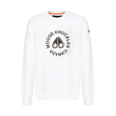 Moose Knuckles FW21 Kenamu Pullover Logo Long Sleeve Sweatshirt White M31MS651-160
