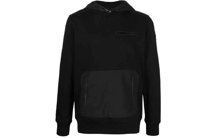 Moose Knuckles FW21 Logo Patch Cotton Hoodie Black () M31MS615-292
