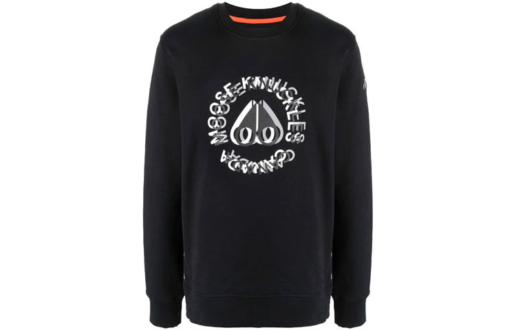Moose Knuckles FW21 Logo Printed Black Crewneck Sweatshirt Casualwear M31MS651-292