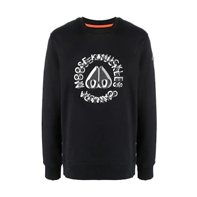 Moose Knuckles FW21 Logo Printed Black Crewneck Sweatshirt Casualwear M31MS651-292