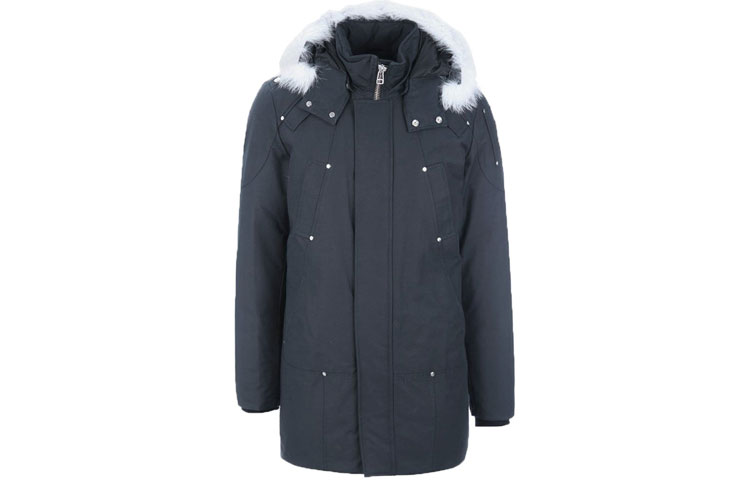 Moose Knuckles FW21 Stirling Blue Down Parka Unisex with White Fur Trim Hood. MK4661MP-401