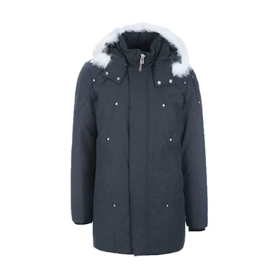 Moose Knuckles FW21 Stirling Blue Down Parka Unisex with White Fur Trim Hood. MK4661MP-401