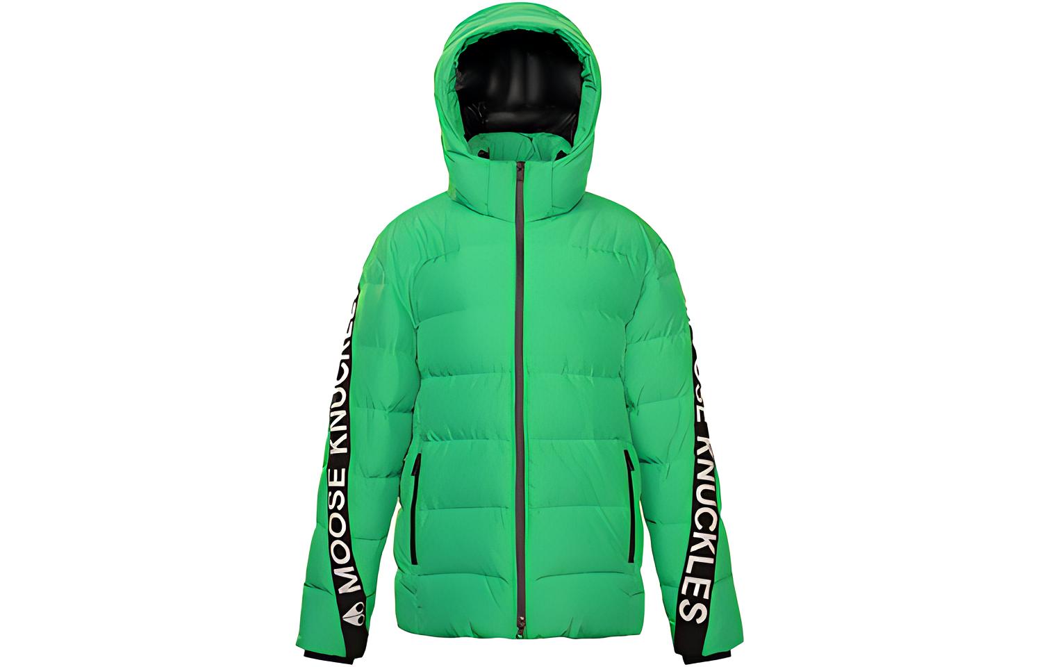 Moose Knuckles FW21 Unisex Green Puffer Jacket with Logo Straps. M31MJ153-775