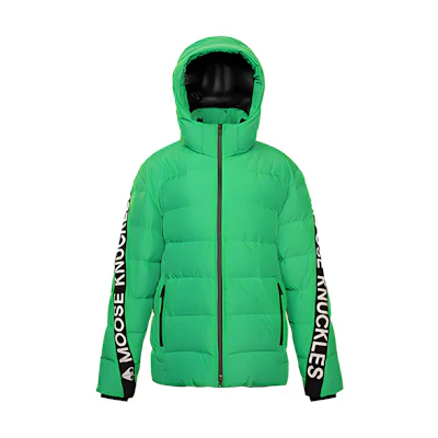 Moose Knuckles FW21 Unisex Green Puffer Jacket with Logo Straps. M31MJ153-775