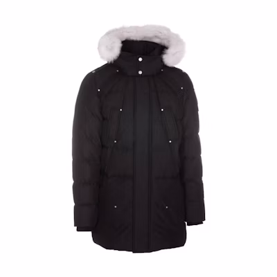 Moose Knuckles FW22 Black Long Down Jacket with Detachable Hood. M32MP221-290