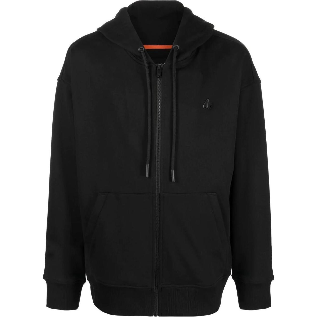 Moose Knuckles FW22 Black Solid Logo Zipper Hoodie Unisex. M32MS652-292