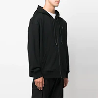 Shop Moose Knuckles FW22 黑色純色Logo拉鍊連帽衫 男女款 M32MS652-292
