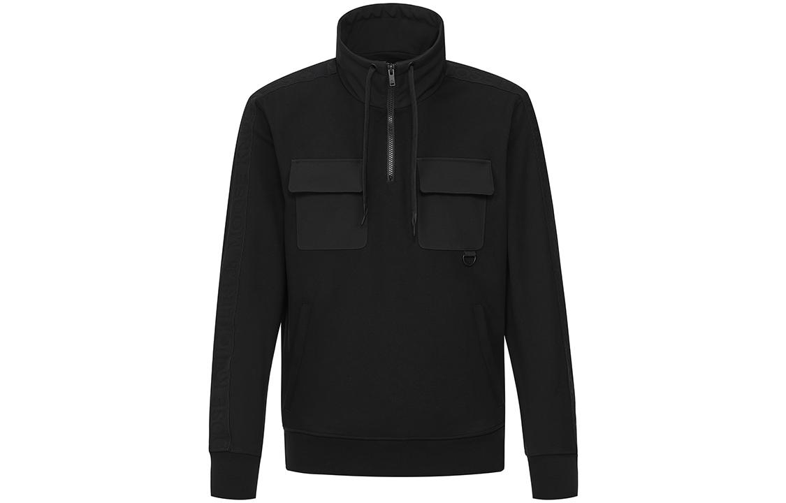 Moose Knuckles FW22 Borough Half-Zip Pullover Hoodie Black Sweater M32MS622-B