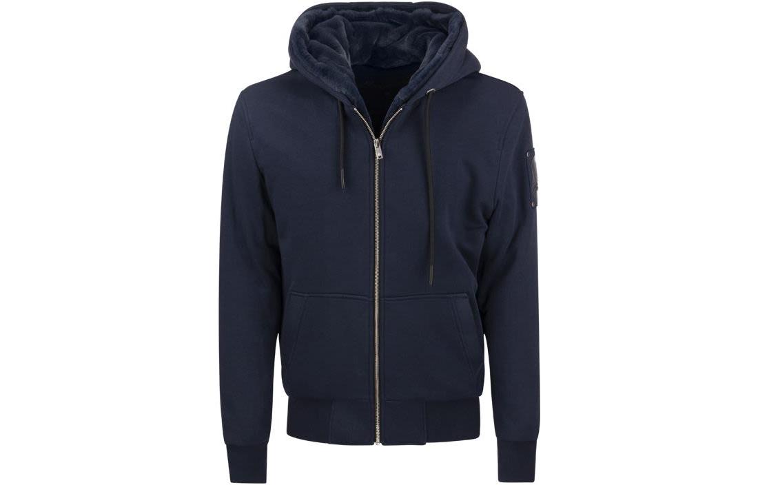 Moose Knuckles FW22 Classic Bunny Solid Zip Hoodie Unisex Blue M32MS600773