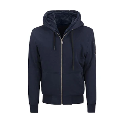Moose Knuckles FW22 Classic Bunny Solid Zip Hoodie Unisex Blue M32MS600773