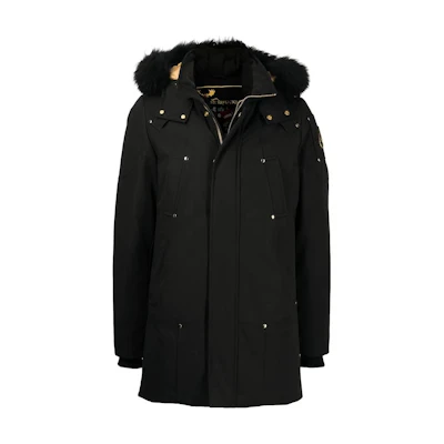 Moose Knuckles FW22 Logo Black Puffer Jacket with Detachable Hood. M39MP261G305
