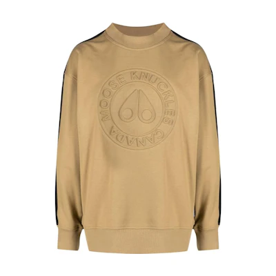 Moose Knuckles FW22 Logo Embossed Crewneck Sweatshirt Brown M32MS623766