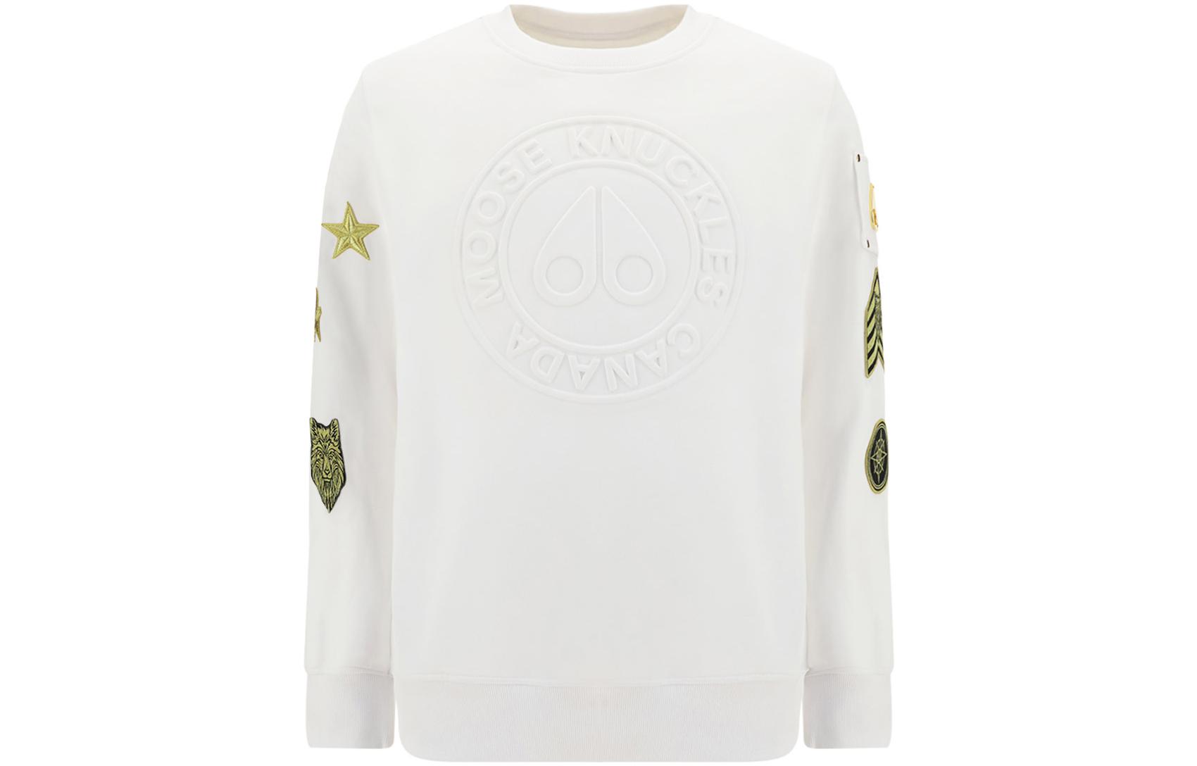 Moose Knuckles FW22 Logo Embossed Crewneck Sweatshirt White () M32MS675G-160