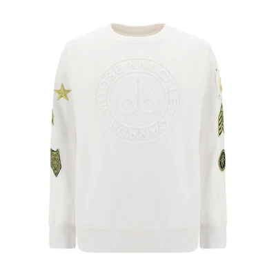 Moose Knuckles FW22 Logo Embossed Crewneck Sweatshirt White () M32MS675G-160
