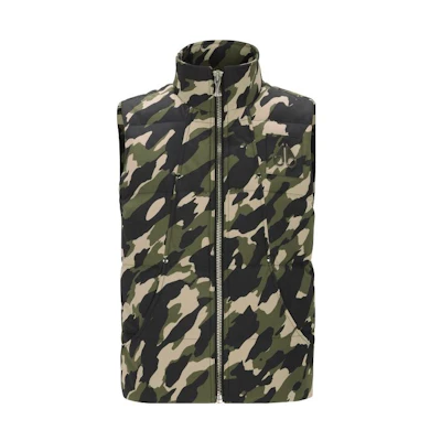 Moose Knuckles FW22 Montreal Military Green Camo Puffer Vest. M32MV474H