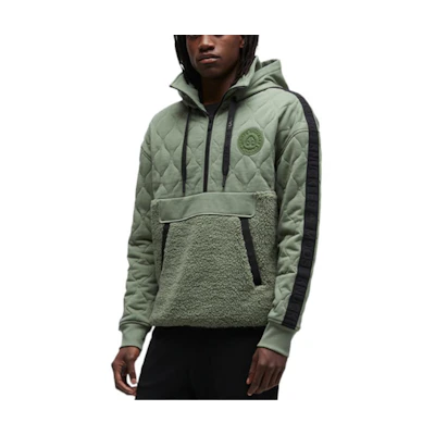 Moose Knuckles FW22 Newkir Half-Zip Hoodie Green Pullover with Drawstring M32MS616-G
