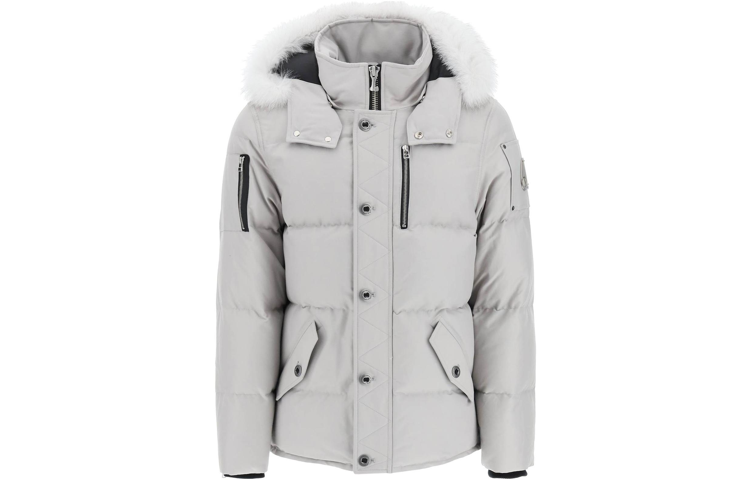 Moose Knuckles FW22 Slim-Fit 3Q Hooded Down Jacket Unisex Light Grey. MK2228M3Q-856