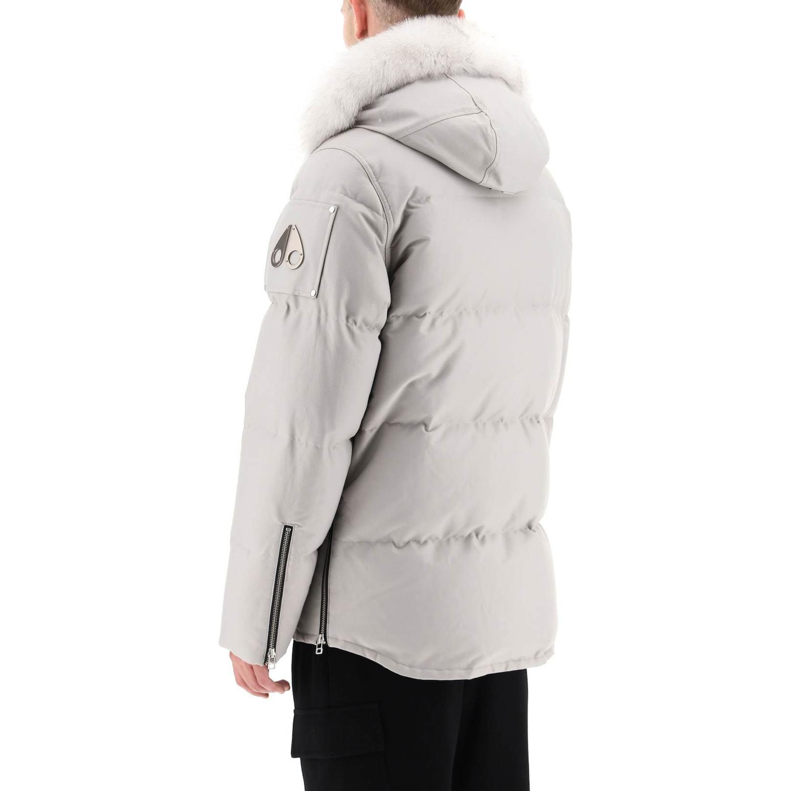 Shop Moose Knuckles FW22 修身版3Q連帽羽絨外套 中性 淺灰色 MK2228M3Q-856