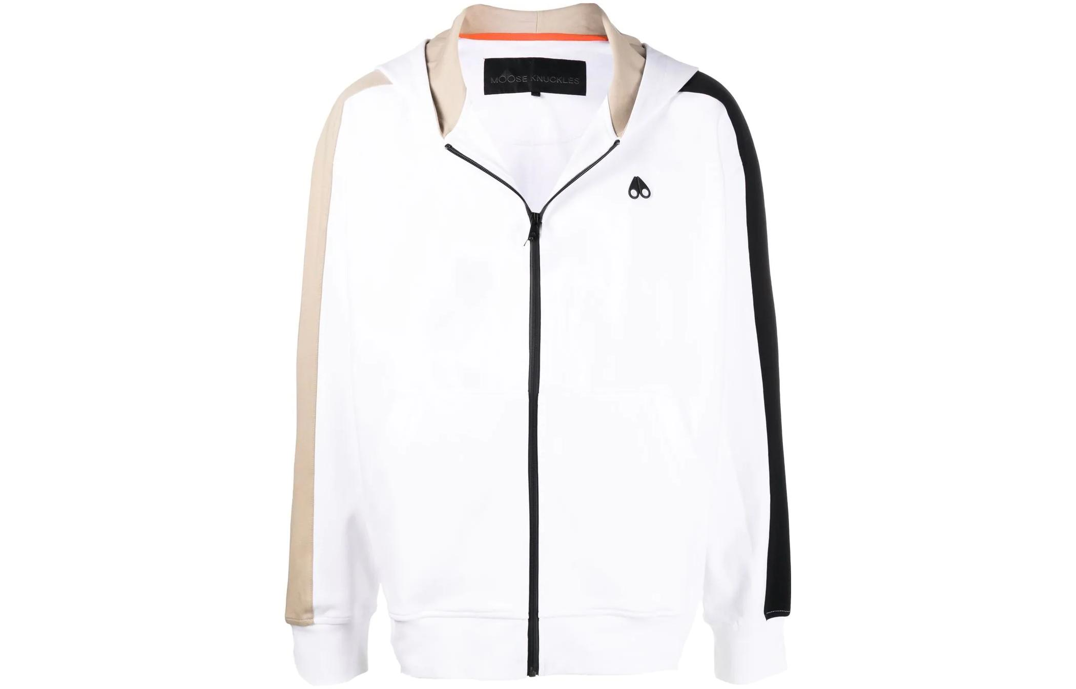 Moose Knuckles FW22 Small Scissors Logo Hoodie White Jacket M12MS636-160