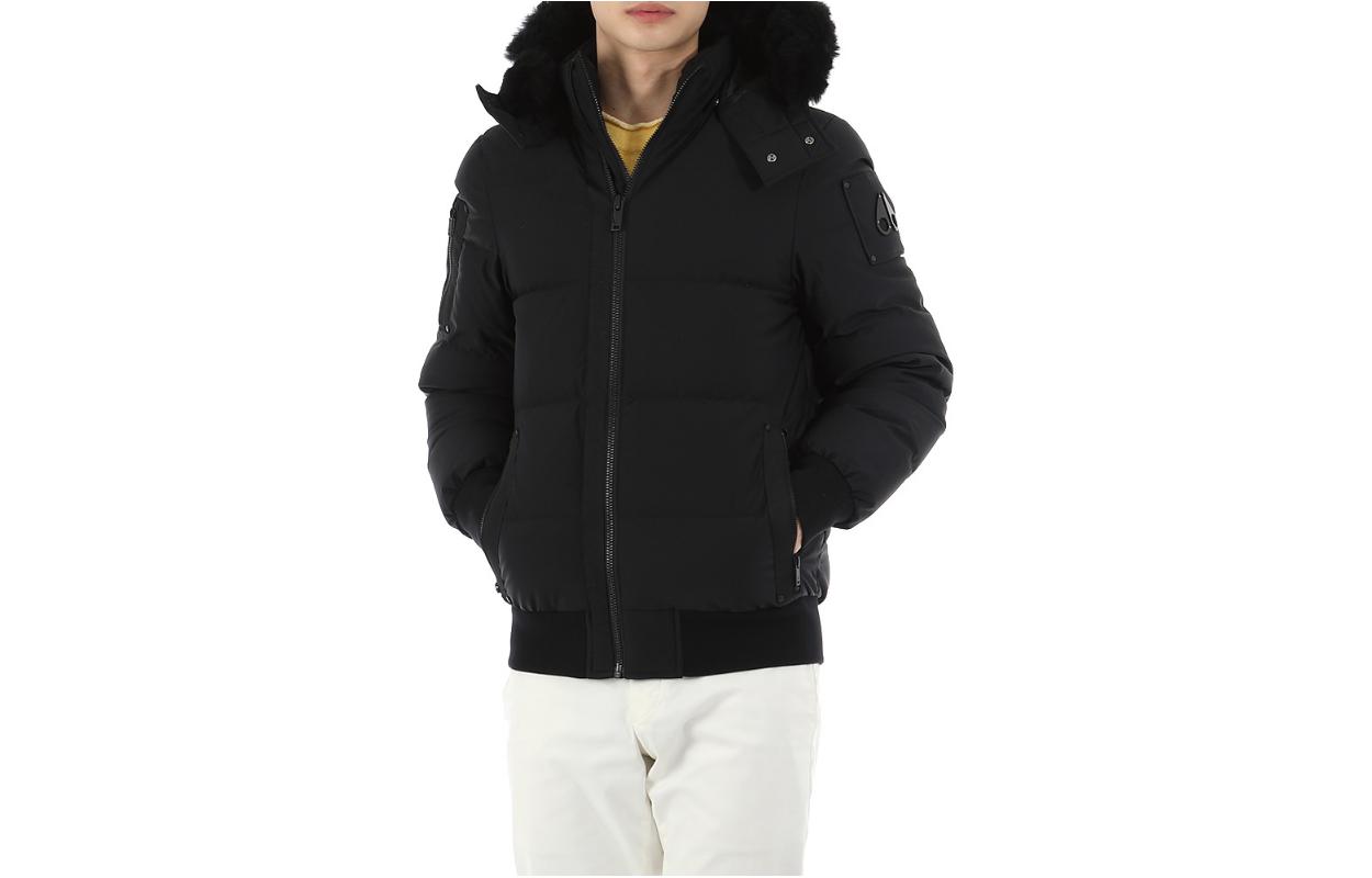 Moose Knuckles FW22 Solid Black Zip Hoodie Jacket Loose Fit M32MB000-305