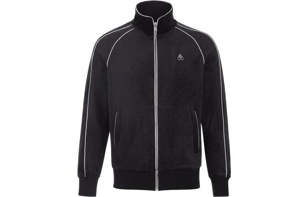 Moose Knuckles FW22 Striped Logo Print Long Sleeve Jacket Unisex Black M32MS678H