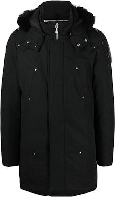 무스너클 FW22 유니섹스 블랙 퍼 트림 로고 후드 파카 자켓. M32MP261S305 Buy 무스너클 FW22 유니섹스 블랙 퍼 트림 로고 후드 파카 자켓. M32MP261S305