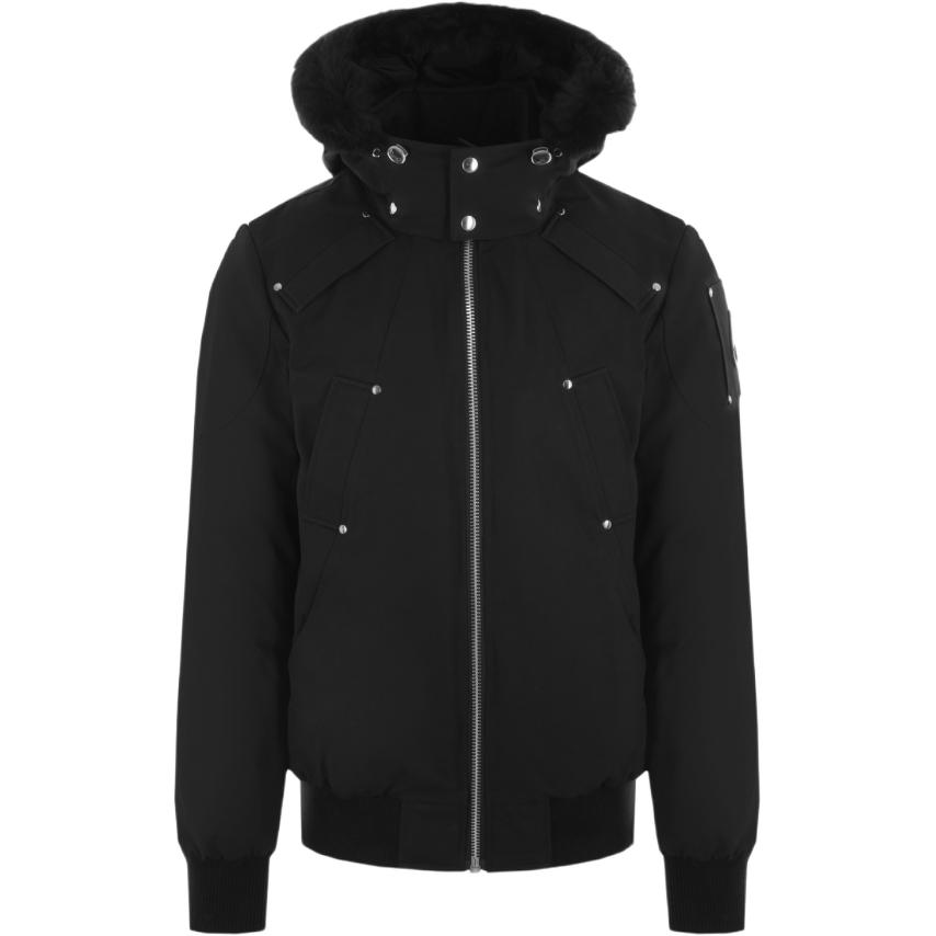 Moose Knuckles FW22 Unisex Black Hooded Down Jacket Long Sleeve Solid Color M32MB000S305