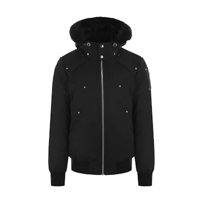 Moose Knuckles FW22 Unisex Black Hooded Down Jacket Long Sleeve Solid Color M32MB000S305