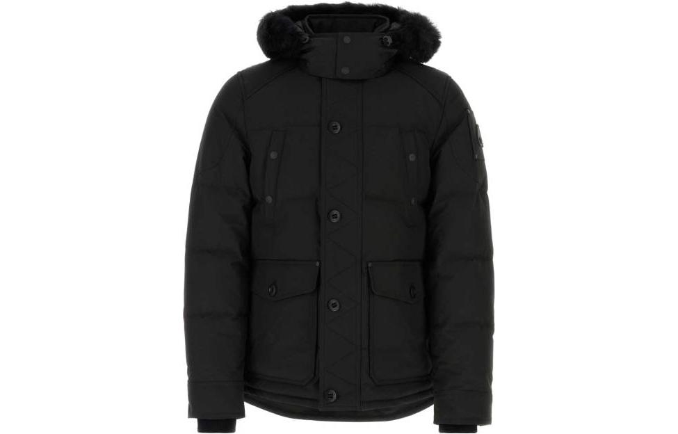 Order Moose Knuckles FW23 Jaket Hoodie Down Hitam Solid. M33MJ122S305