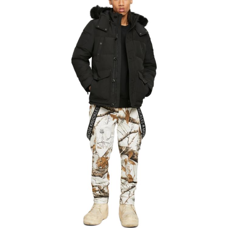 Shop Moose Knuckles FW23 Jaket Hoodie Down Hitam Solid. M33MJ122S305