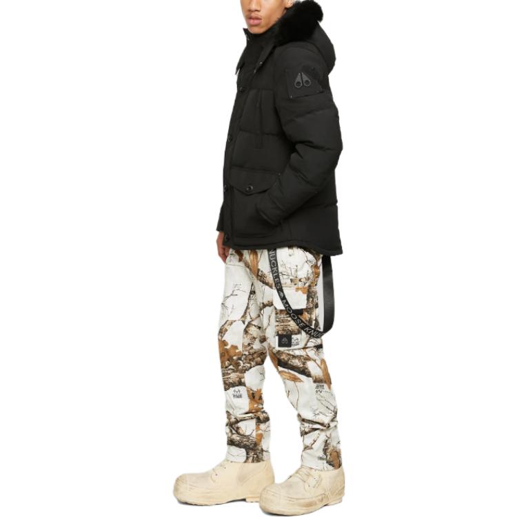 Details for Moose Knuckles FW23 Jaket Hoodie Down Hitam Solid. M33MJ122S305