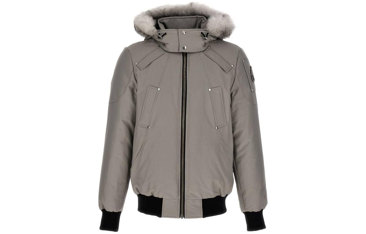 Moose Knuckles FW23 Gray Zip-Up Hooded Jacket M32MB000S1-004