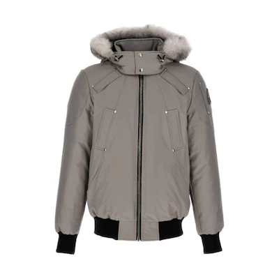 Moose Knuckles FW23 Gray Zip-Up Hooded Jacket M32MB000S1-004