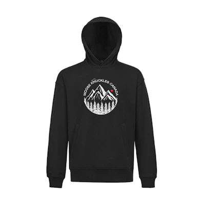 Moose Knuckles FW24 SPORT Logo Mountain Print Hoodie Unisex Black M34MS626
