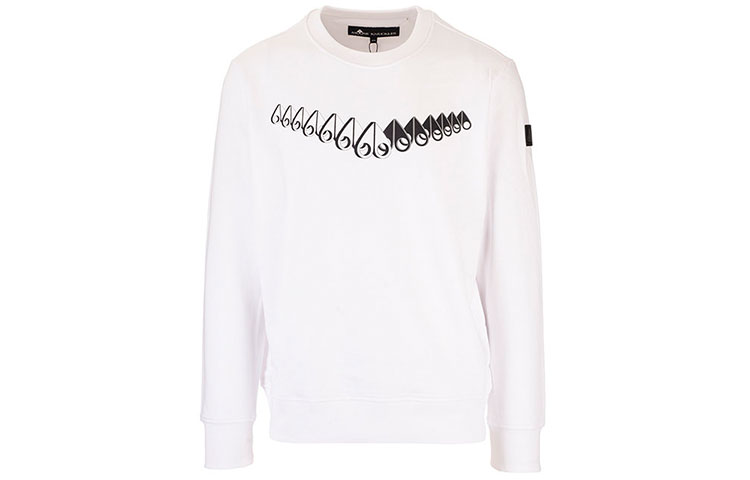Moose Knuckles Geometric Print Crewneck Sweatshirt White M10MS610-160