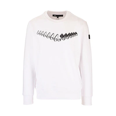 Moose Knuckles Geometric Print Crewneck Sweatshirt White M10MS610-160