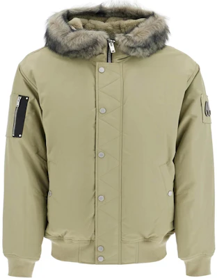 Moose Knuckles Green Logo Patch Hooded Bomber Jacket M34MB027S1-534 Buy Moose Knuckles Green Logo Patch Hooded Bomber Jacket M34MB027S1-534