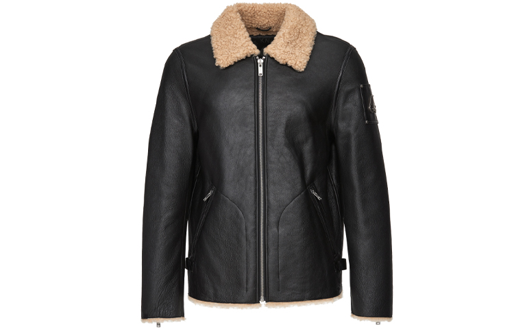 Moose Knuckles Hebron Logo Zip-Up Jacket Black M31ML309-292