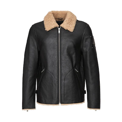 Moose Knuckles Hebron Logo Zip-Up Jacket Black M31ML309-292