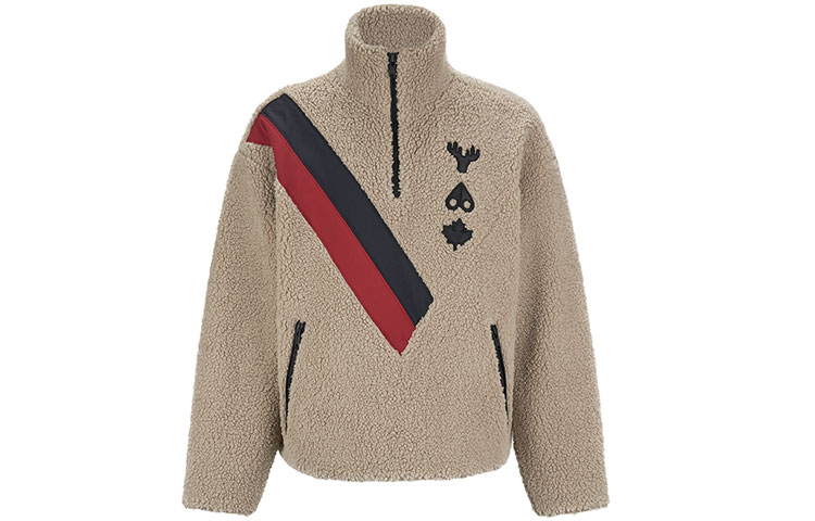 Order Sudadera Unisex Moose Knuckles Hockey Logo Raya Beige Gris Fleece. M31MS638BO