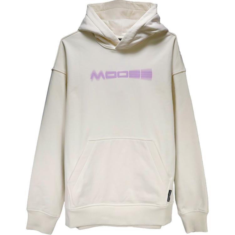 Moose Knuckles Letter Print Hoodie Gypsum Color Pullover Sweatshirt M14MS628-1103