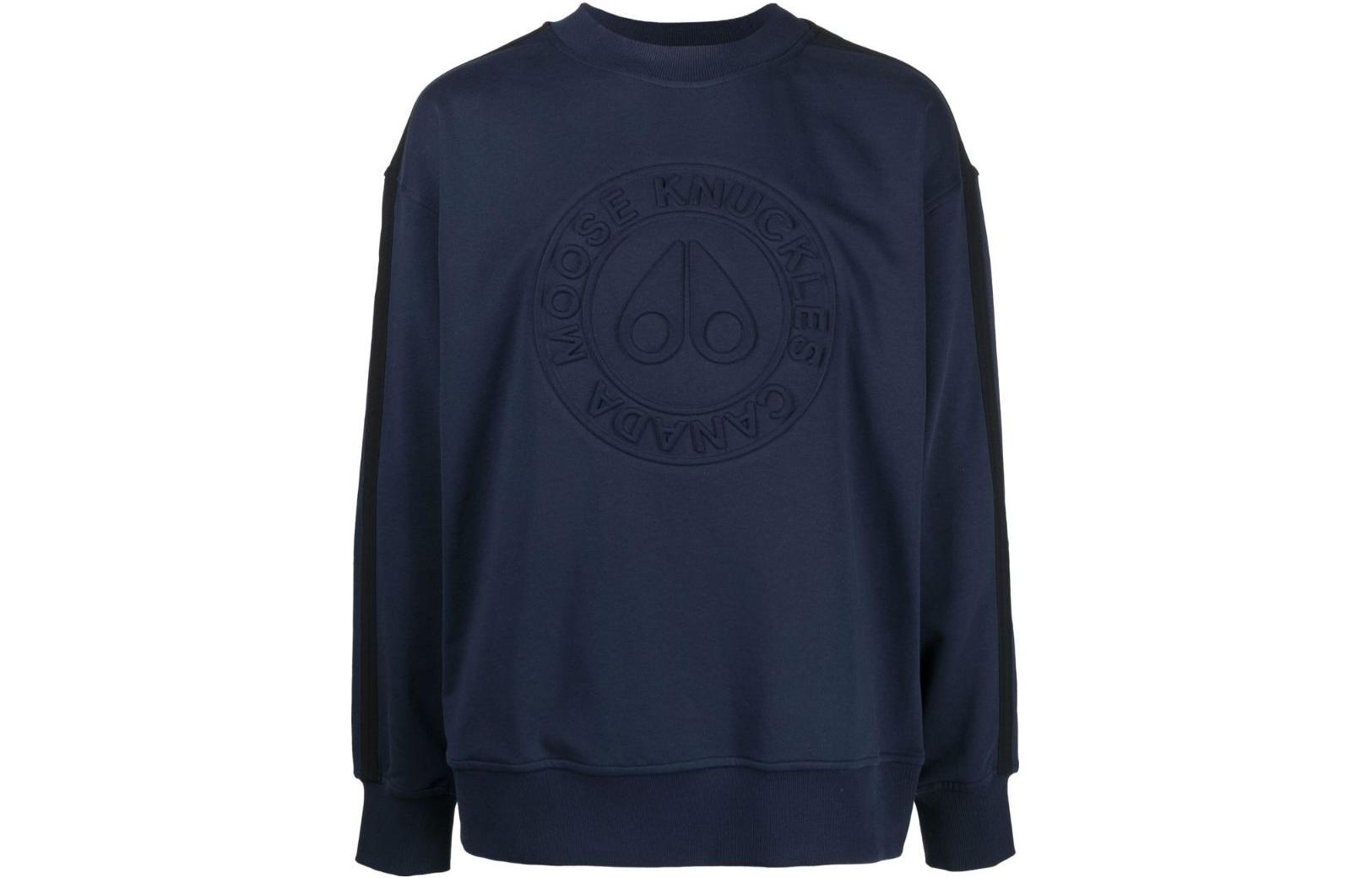 Moose Knuckles Logo Embossed Sweatshirt with Side Stripes M32MS623965