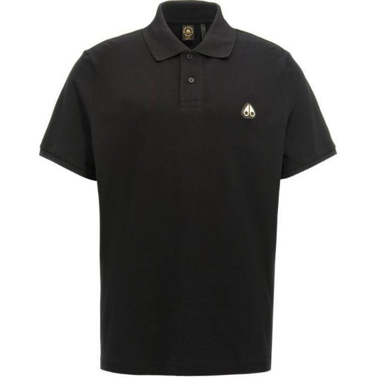 Moose Knuckles Logo Short-Sleeve Polo Shirt Black. M34MT712G-292