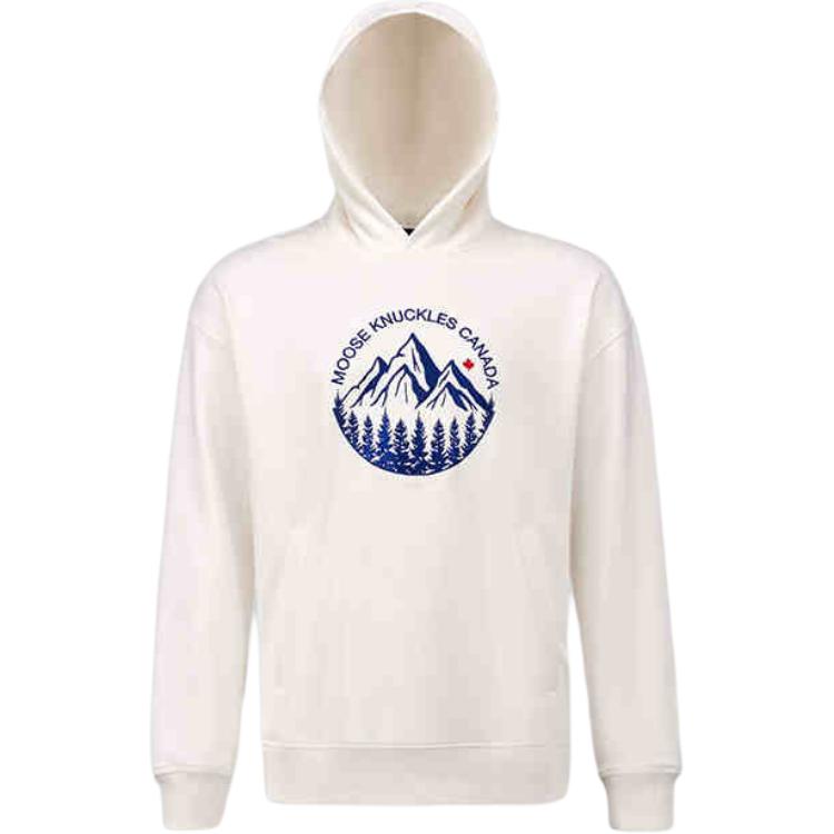 Moose Knuckles Moose SPORT FW24 Letter Embroidered Hoodie Unisex Off-White. M34MS626-Milky white