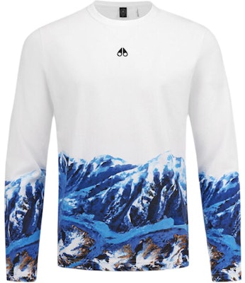 驼鹿拳击 Moose SPORT FW24 雪山印花男女同款白色长袖T恤 M34MT717 Order 驼鹿拳击 Moose SPORT FW24 雪山印花男女同款白色长袖T恤 M34MT717