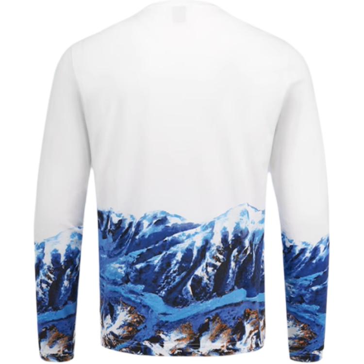 Lookbook 驼鹿拳击 Moose SPORT FW24 雪山印花男女同款白色长袖T恤 M34MT717