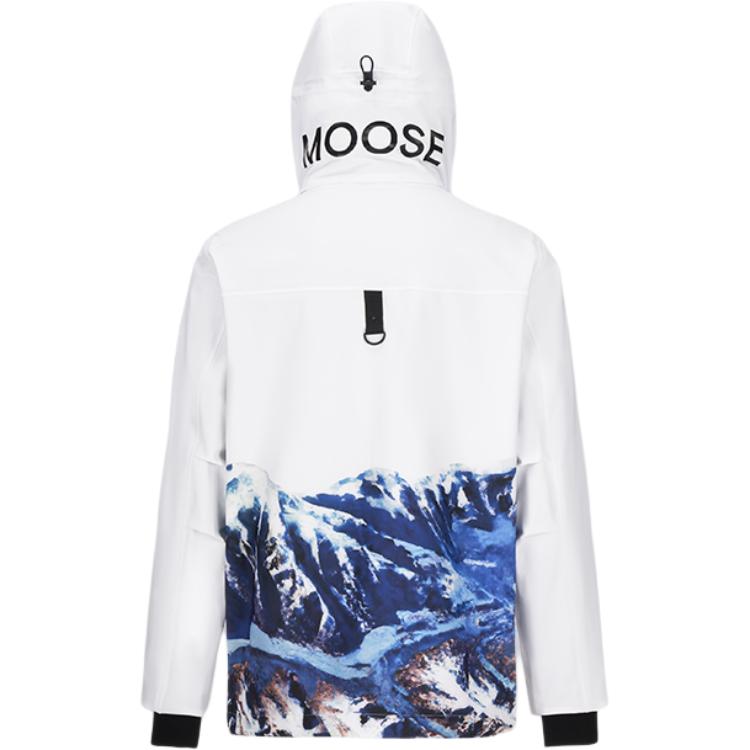 Lookbook ムースナックルズ スポーツ FW24 ホワイト フード 多ポケット スキージャケット ユニセックス M34MJ184H