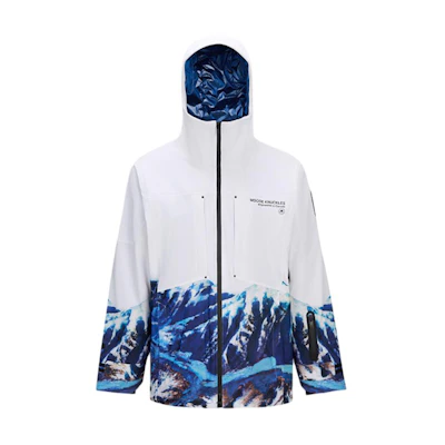 Moose Knuckles Moose SPORT FW24 White Snow Mountain Logo Hoodie Jacket Unisex. M34MJ201H