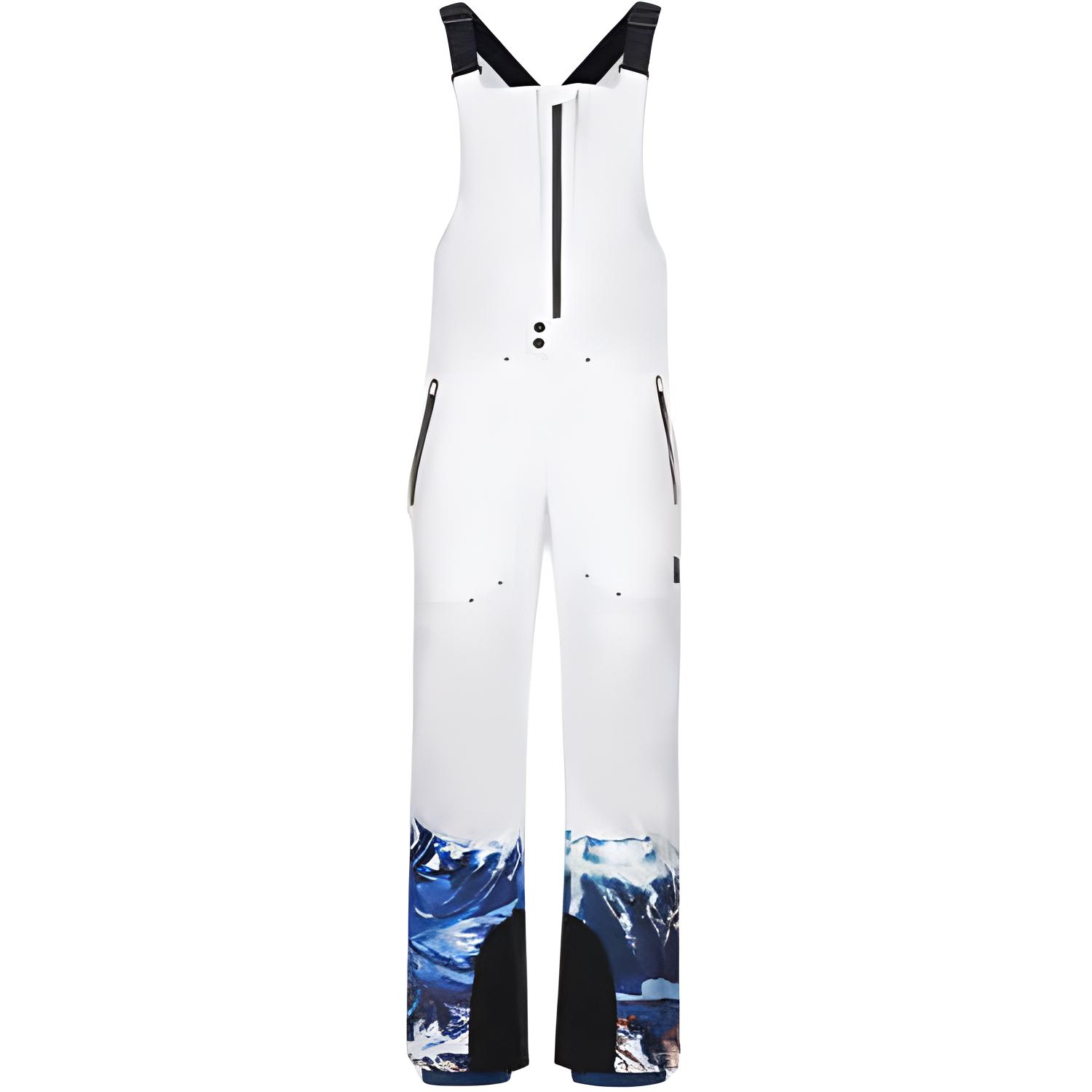 Moose Knuckles Moose SPORT FW24 White Unisex Snow Mountain Print Ski Pants. M34MR799H